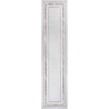 Athens Classic Border Marble Pattern High-low Area Rug